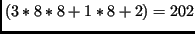 $(3*8*8 + 1*8 + 2) = 202$