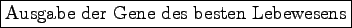 \framebox{Ausgabe der Gene des besten Lebewesens}